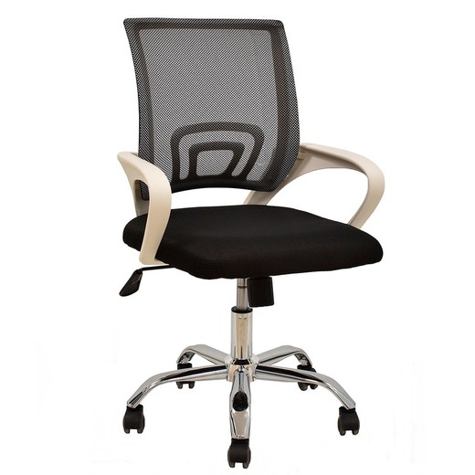 Kantelbare bureaustoel met mesh en zwarte stof, 56 x 59 x 89/97 cm