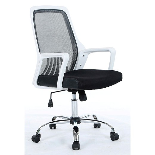 Tilting office chair with mesh and black fabric, 56 x 61 x 102/111 cm