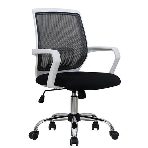 Lutande kontorsstol med nät och svart tyg, 58 x 59 x 91/100 cm
