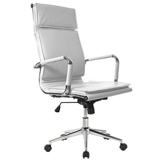 Odchylane krzesło biurowe z białej imitacji skóry, 56 x 64 x 112/122 cm