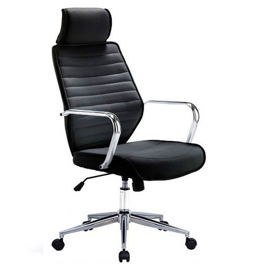 Chaise de bureau inclinable en simili cuir noir, 61 x 67 x 112/126 cm