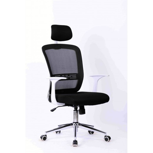 Kantelbare bureaustoel, mesh en zwarte stof, 63 x 65 x 110/120 cm