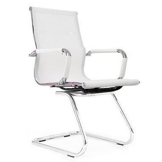 Office chair with white mesh and chrome base, 56 x 58 x 90 cm