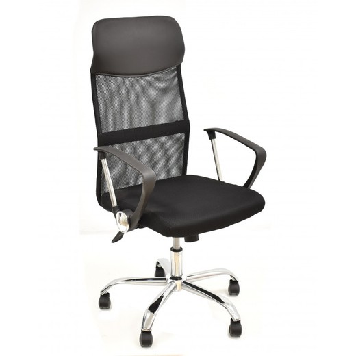 Krzesło biurowe z siateczki i czarnej tkaniny, 56 x 59 x 89 cm