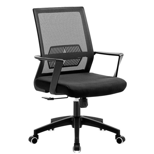 Cadeira de escritório com malha e tecido preto, 58 x 62 x 98/106 cm