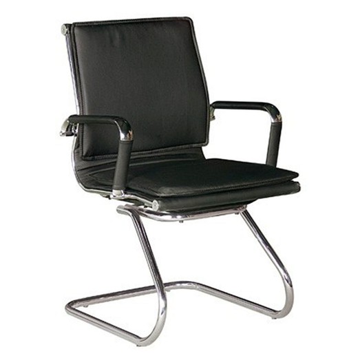 Office chair in black imitation leather and chrome base, 55.5 x 67 x 91 cm