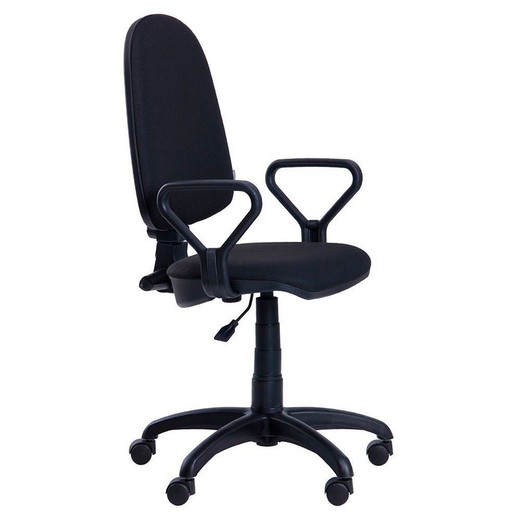 Office chair in black fabric, 66 x 66 x 95/107 cm