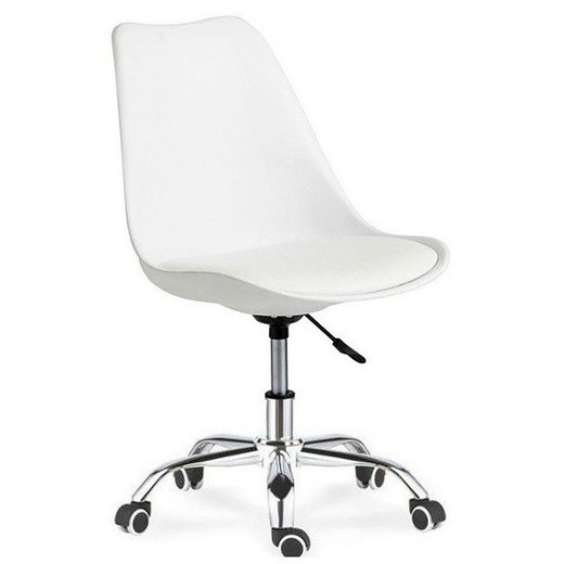 White swivel office chair with cushion, 48 x 57 x 84/94 cm