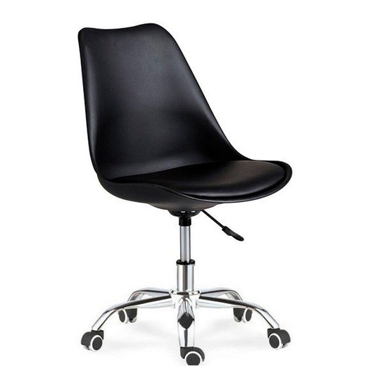 Zwarte draaibare bureaustoel met kussen, 48 x 57 x 84/94 cm