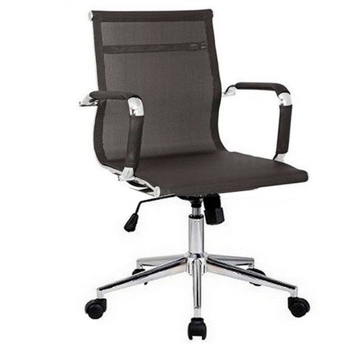 Swivel and tilting office chair in black mesh, 56 x 64 x 112/122