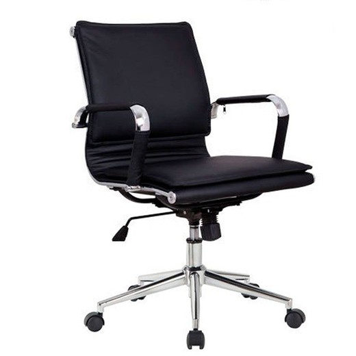 Chaise de bureau pivotante et inclinable en simili cuir noir, 56 x 64 x 91/101 cm