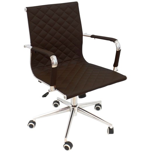Swivel and tilting office chair in black imitation leather, 57 x 68 x 90/100 cm