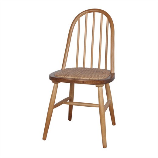 Elm og rattan stol i natur, 45 x 49 x 89 cm | Manzana