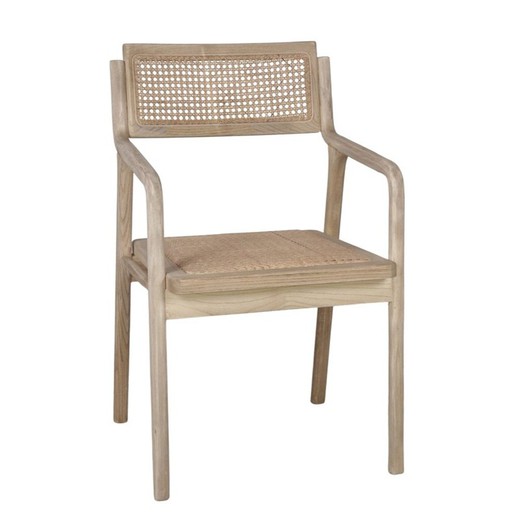 Elm and rattan chair in natural, 52 x 56 x 85 cm | isos