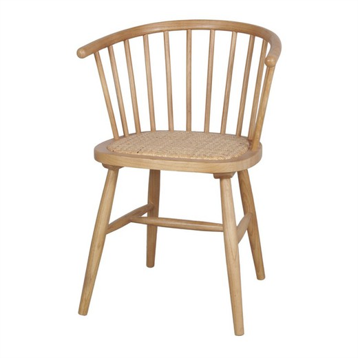 Elm and rattan chair in natural, 53 x 48 x 79 cm | Sherry