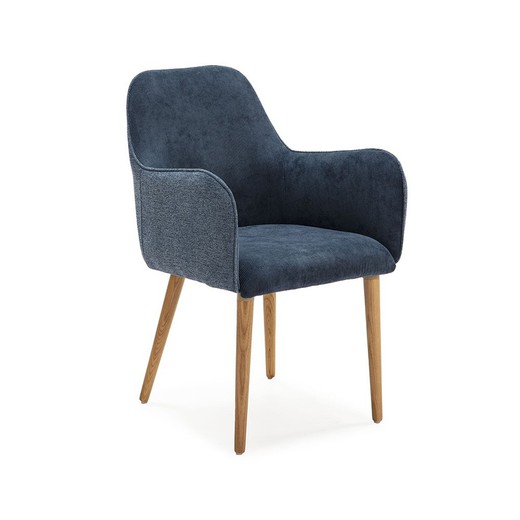 Dunkelblauer Stuhl aus Cord und Esche, 54 x 63 x 89,5 cm | Lorca