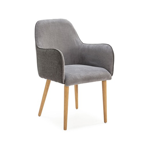 Grå fløjlsbuks og ask stol, 54 x 63 x 89,5 cm | lorca