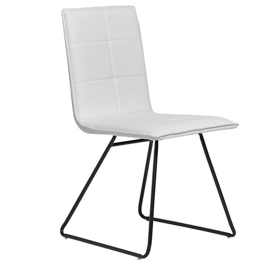 White synthetic leather chair and black metal frame, 47 x 50 x 47/87 cm