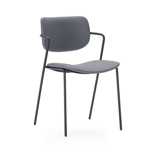 Silla de piel sintética en gris marengo, 49 x 55 x 79 cm | Mayka