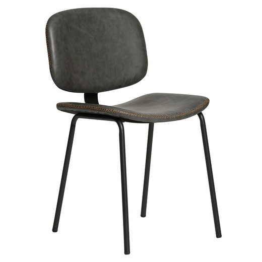 Chaise en simili cuir gris et pieds noirs, 45 x 48 x 52/79 cm