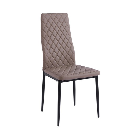 Krzesło ze sztucznej skóry i metalu w kolorze beżowym i czarnym, 44 x 43 x 98 cm | Anita