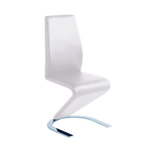 Faux leather and metal chair in white and chrome, 40.5 x 58 x 96 cm | Qatar