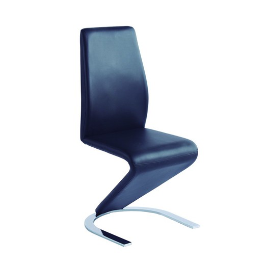 Chaise en simili cuir et métal noir et chrome, 40,5 x 58 x 96 cm | Qatar