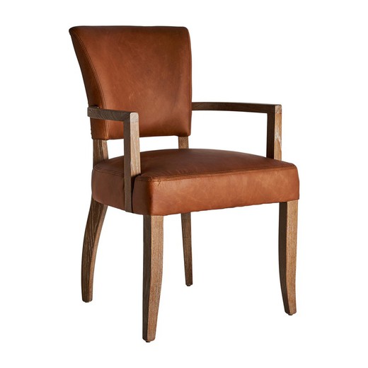 Stuhl aus braunem Tolla-Leder, 63 x 56 x 88 cm