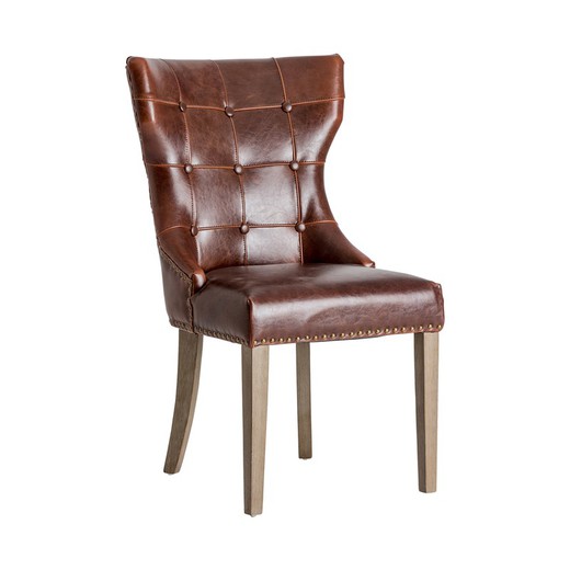 Krzesło skórzane brązowe Tours, 56x68x96cm