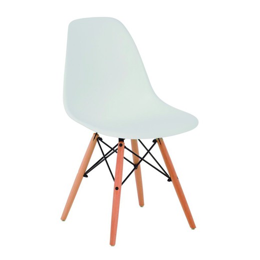 Cadeira de polipropileno branco/natural, 46 x 51 x 82 cm | Paris