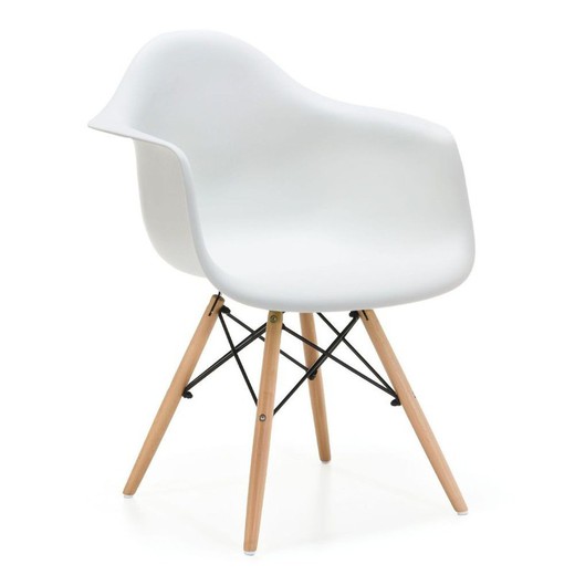 Chaise en polypropylène blanc et pieds en bois de hêtre 67 x 57,5 x 82,5 cm