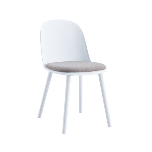 Krzesło polipropylenowe biało-szare, 45 x 55,5 x 80 cm | szczęśliwy