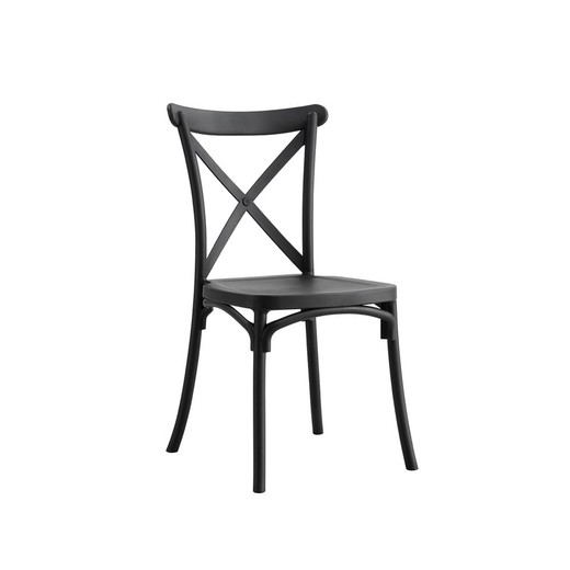 Polypropyleen stoel in zwart, 46 x 54 x 88 cm | Crossback