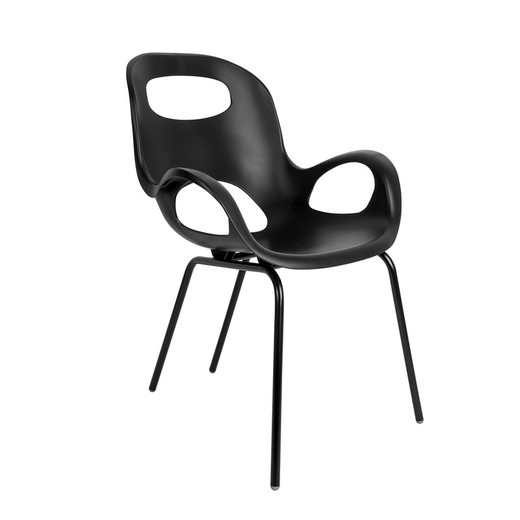 Μαύρη καρέκλα πολυπροπυλενίου, 61 x 62 x 86 cm | ω