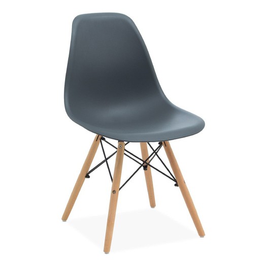 Dark gray polypropylene chair and beech wood legs, 46.5 x 48 x 82 cm