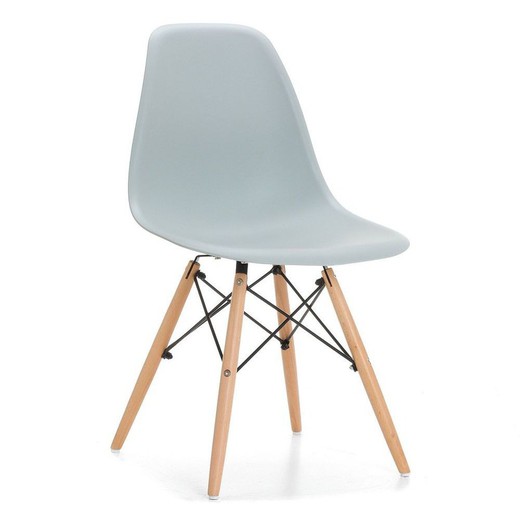 Gray polypropylene chair and beech wood legs, 46.5 x 48 x 82 cm