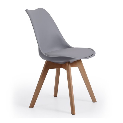 Chaise en polypropylène et hêtre gris et naturel, 48 x 54 x 84 cm | bistro