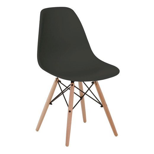 Cadeira de polipropileno e faia em preto e natural, 46 x 51 x 82 cm | Paris