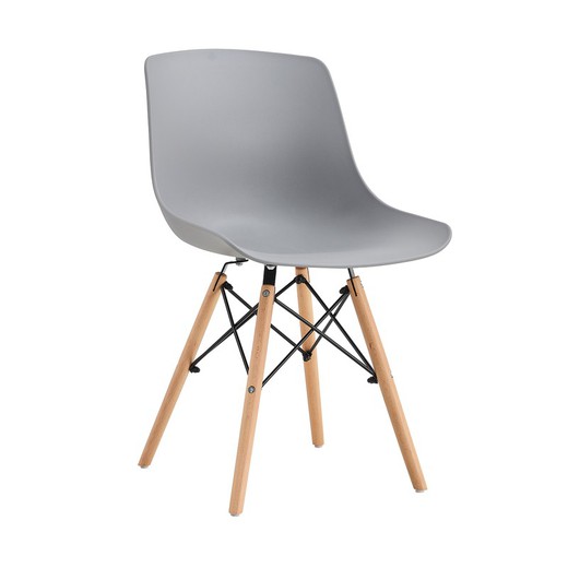 Chaise en polypropylène et bois gris, 46 x 52 x 79 cm | Jeff