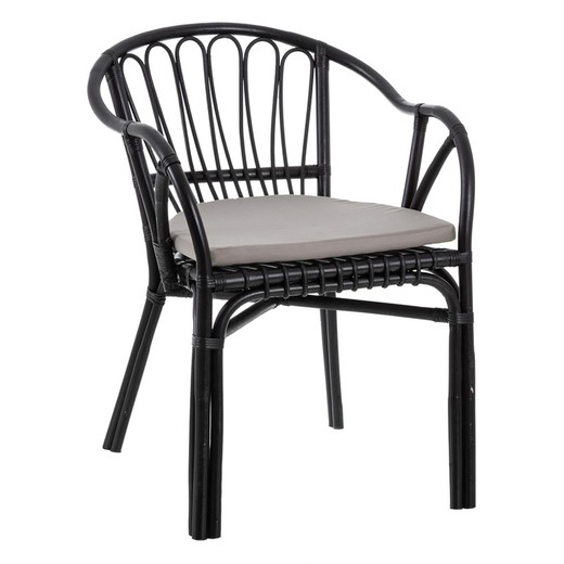 Czarne krzesło rattanowe, 57'5x60x76cm