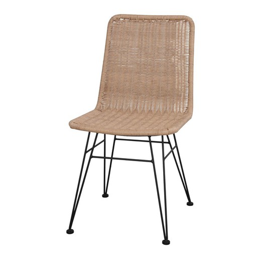Synthetic rattan chair in natural, 46 x 59 x 89 cm | Homely