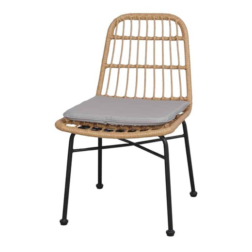 Kunststof rotan stoel naturel, 49 x 62 x 83,5 cm | koperachtig
