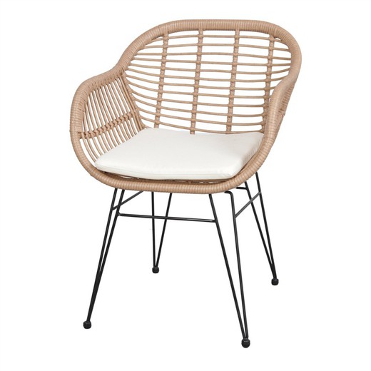 Synthetic rattan chair in natural, 57 x 61 x 82 cm | Brandy
