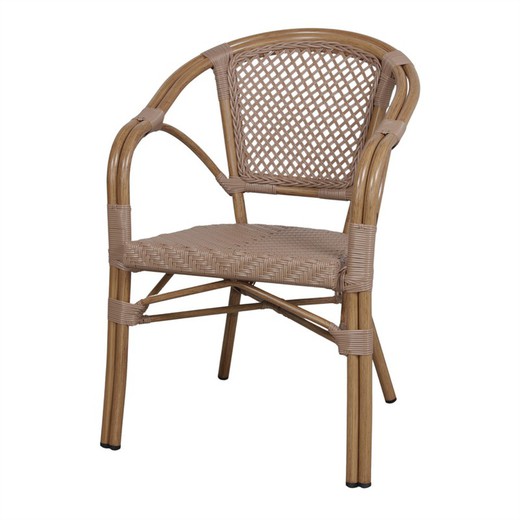 Synthetic rattan chair in natural and beige, 58 x 57 x 88 cm | prismy