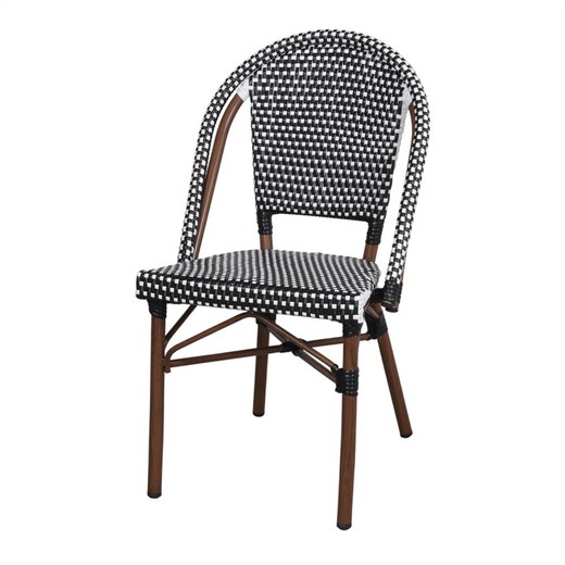 Sedia in rattan sintetico in bianco e nero, 50 x 55 x 88,5 cm | Polare