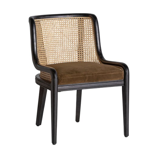 Czarne krzesło rattanowe Velburg, 54x60x77cm