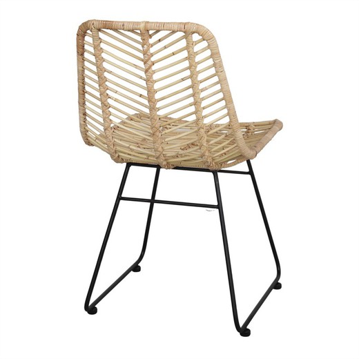 Silla de metal y mimbre natural 55x53x73 cm — Qechic