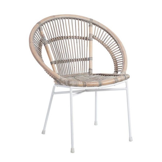 Καρέκλα από ρατάν και φυσικό μέταλλο, 66x63x81cm