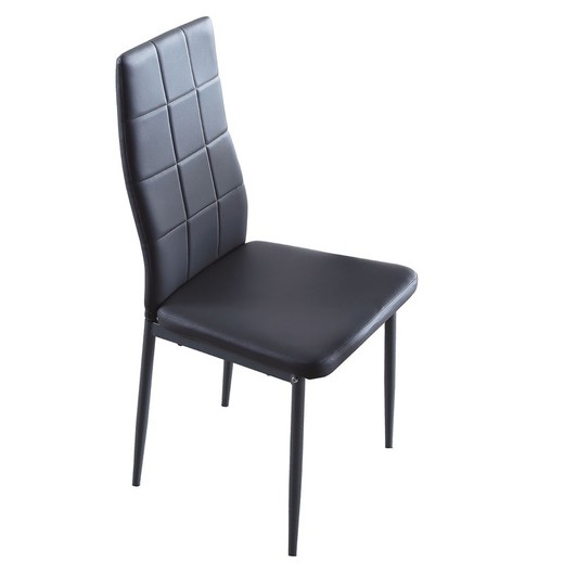 Grå imiteret læder og metal stol, 43 x 44 x 98 cm | Laia