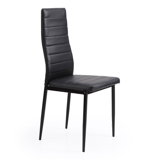 Krzesło z imitacji skóry i czarnego metalu, 43 x 44 x 98 cm | Miły